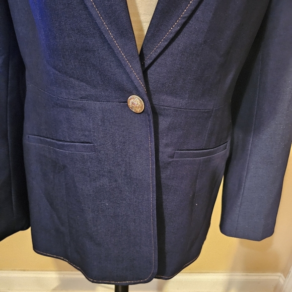 Elie Tahari Midnight Blue Blazer with Gold Button - Picture 4 of 8